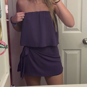 Purple strapless romper